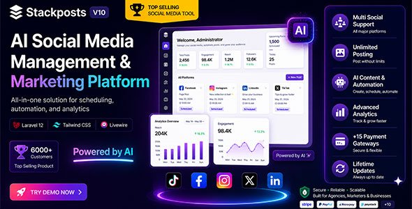 Stackposts - AI Social Media Management & Marketing SaaS Platform